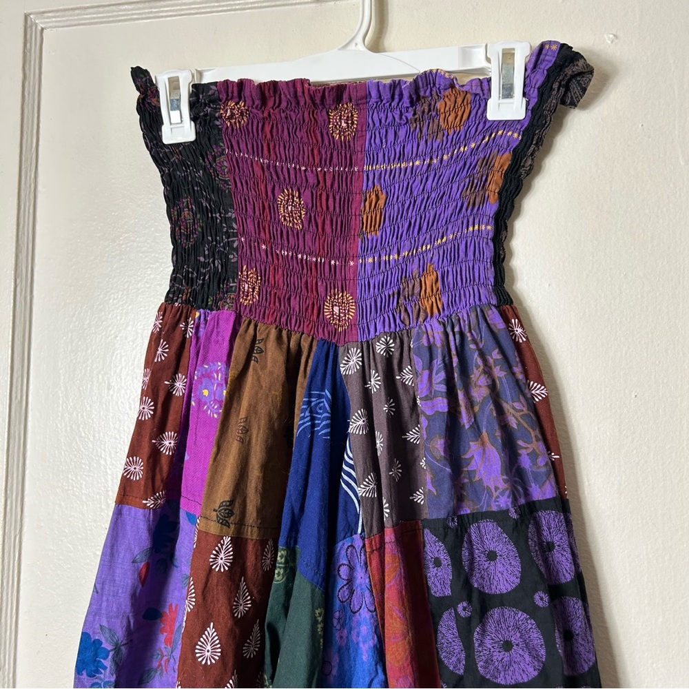 Multicolor Patchwork Drop Crotch Harem Pull On Pa… - image 3